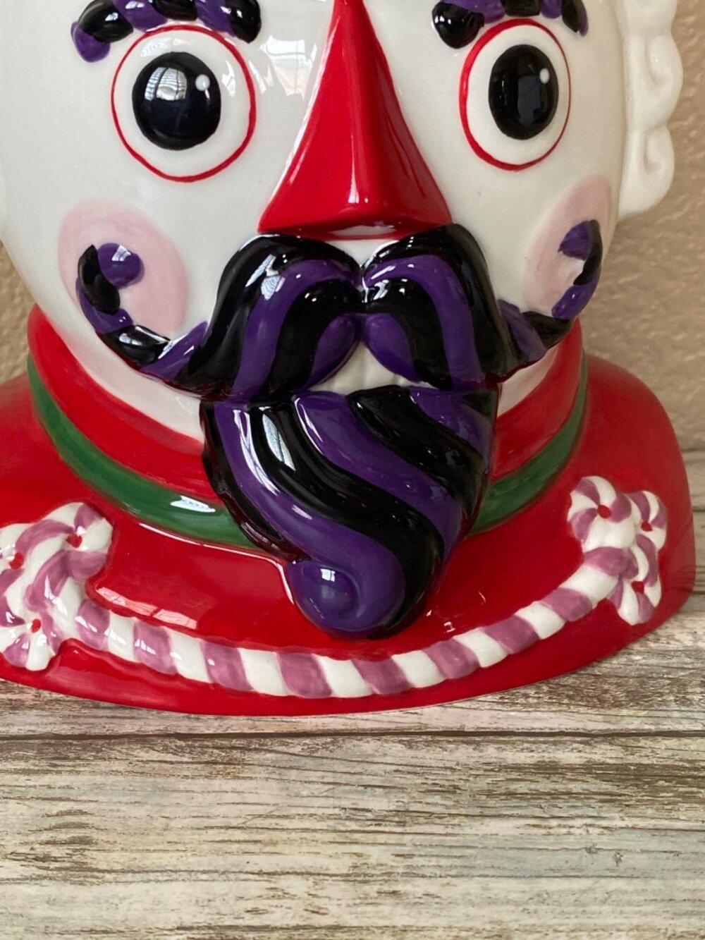 One Hundred 80 Degrees Candy Theme Nutcracker Cookie Jar Ceramic Christmas 12" - Picture 3 of 12